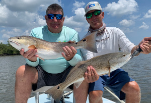 redfish double up in mosquito lagoon